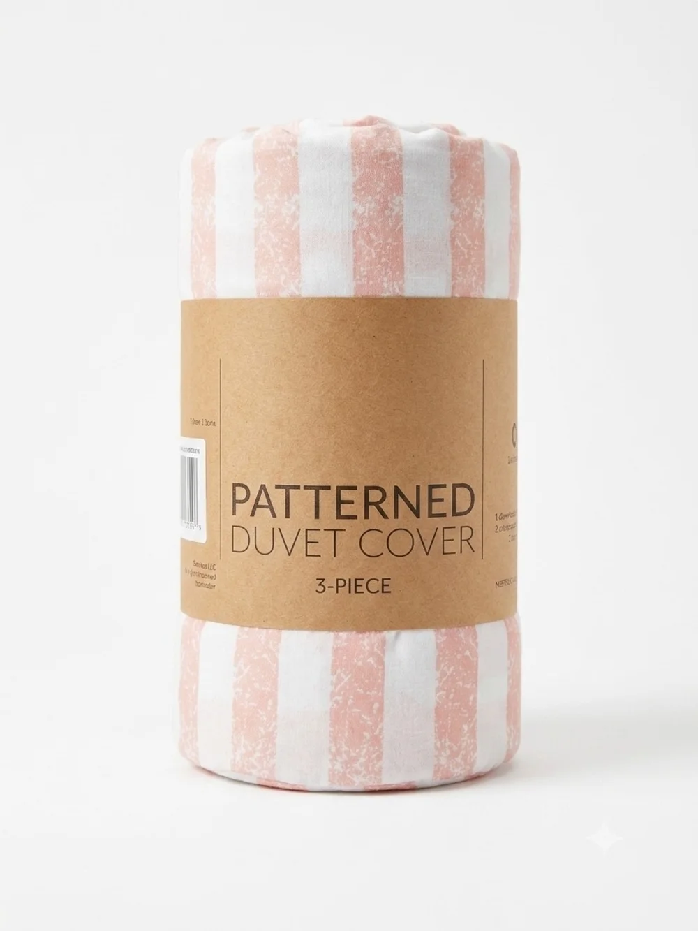 Patterned Pink & White Stripe Duvet Cover Set - 3-Piece